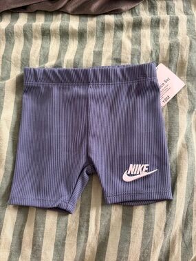 Nike Toddler Navy Ribbed Bike Shorts with White Logo